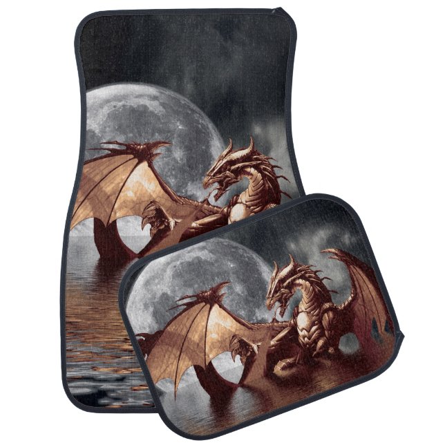 Dragon & Moon fantasy artwork Car Mat (Set)