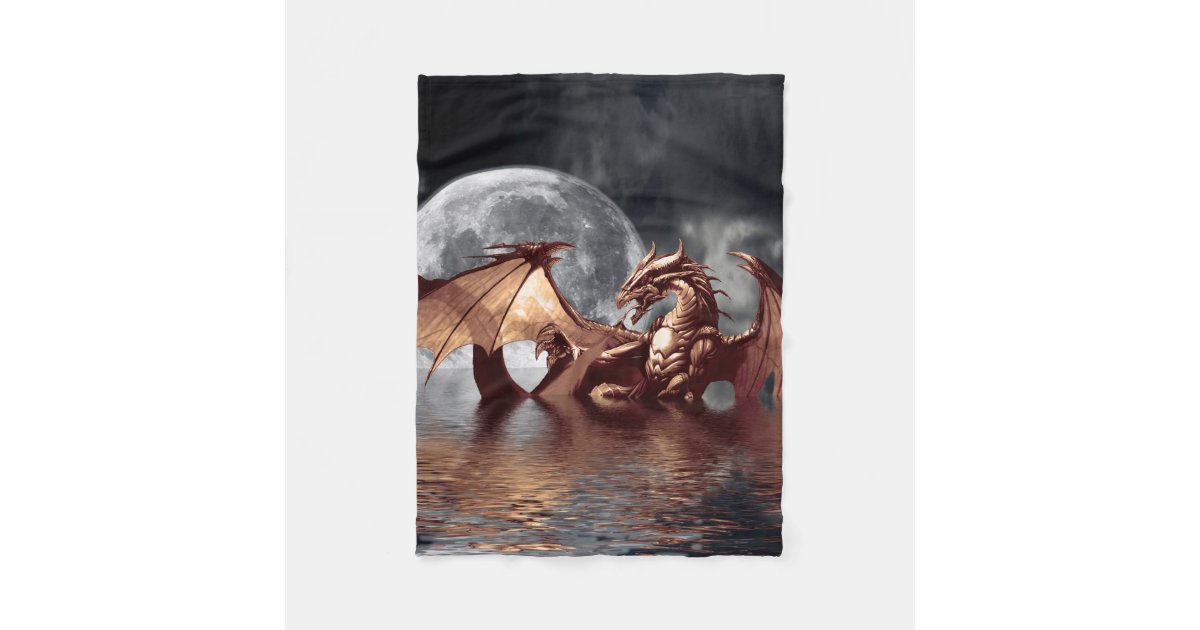 Dragon Moon Fantasy Artwork Fleece Blanket Zazzle Com