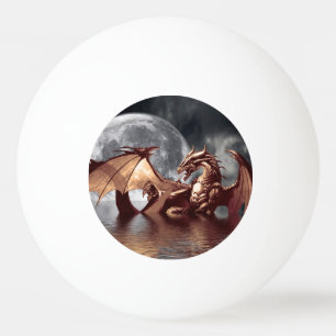 Dragon & Moon fantasy artwork Ping-Pong Ball