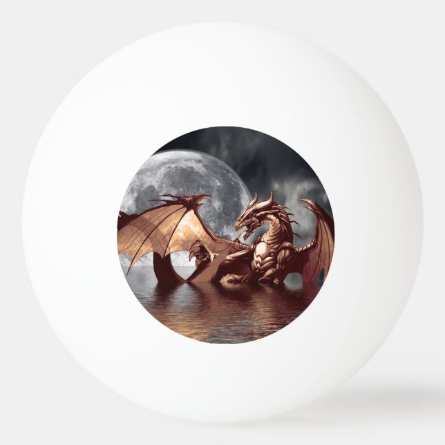 Dragon & Moon fantasy artwork Ping-Pong Ball (Front)