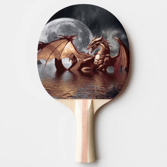 Dragon & Moon fantasy artwork Ping-Pong Paddle (Front)