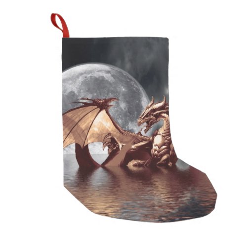 Dragon  Moon Fantasy Artwork Small Christmas Stocking