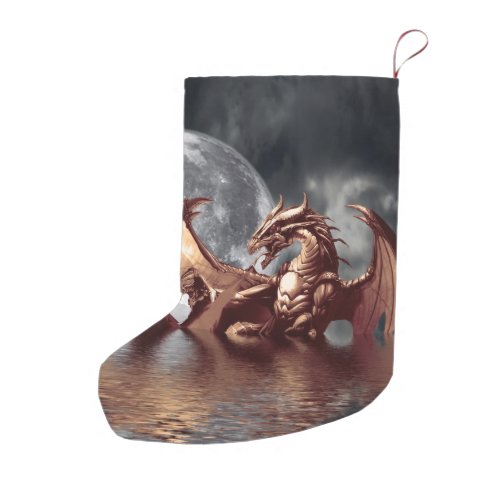 Dragon  Moon Fantasy Artwork Small Christmas Stocking