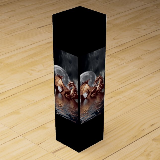 Dragon & Moon Fantasy Design Wine Box (Back)
