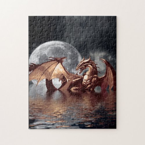 Dragon  Moon Fantasy Mythical Art Puzzle
