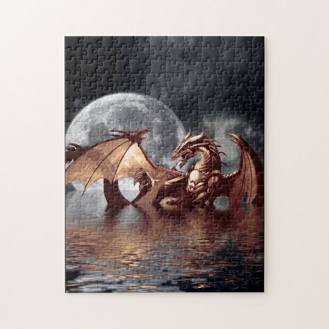 Dragon & Moon Fantasy Mythical Art Puzzle (Vertical)