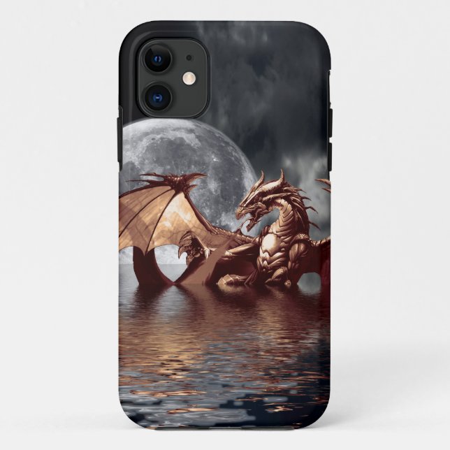 Dragon & Moon Fantasy Mythical iPhone Case (Back)