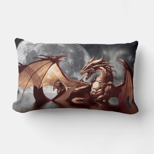 Dragon  Moon Fantasy Mythical Throw Pillow
