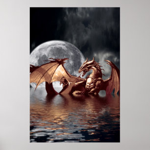 Dragon & Moon Fantasy Poster