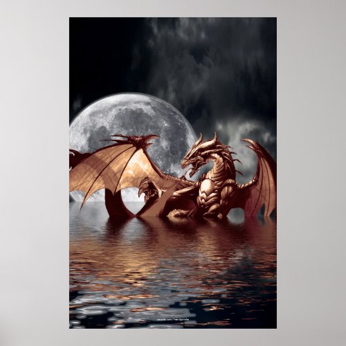 Dragon  Moon Fantasy Poster