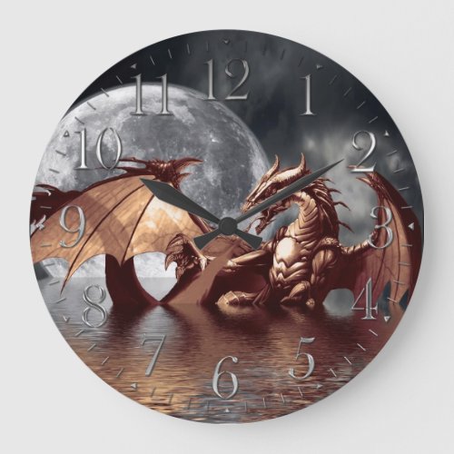 Dragon  Moon Fantasy Wall Clock