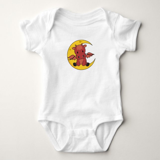 Dragon Moon Good Night Dragon Fantasy Baby Bodysuit (Front)