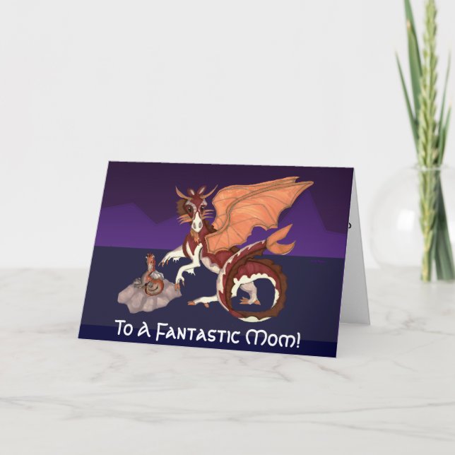 Dragon Mother and Baby Fantastic Mom Greeting Card (Front)