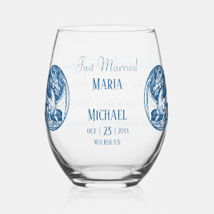 Dragon Motif & Editable Wedding Drinkware Set Stemless Wine Glass