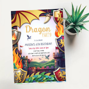 Dragon Mythical King Arthur 5th Birthday Invitation