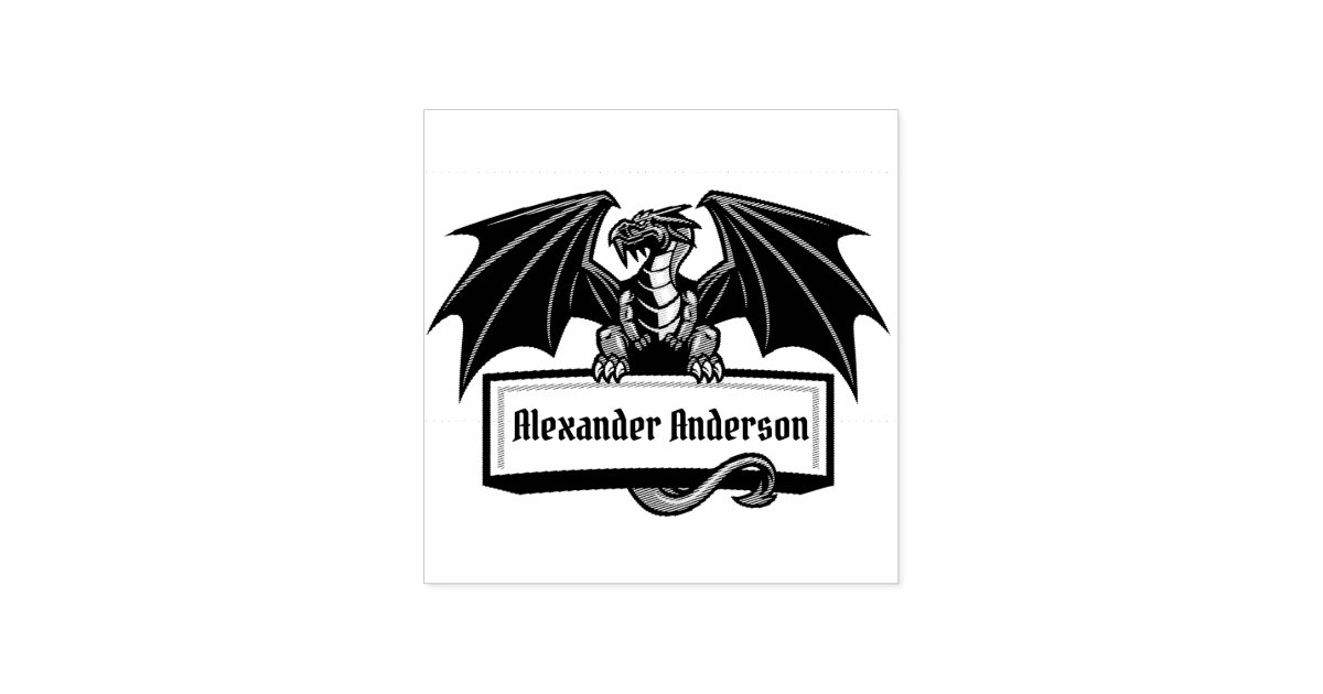 dragon-name-plate-personalize-rubber-stamp-zazzle