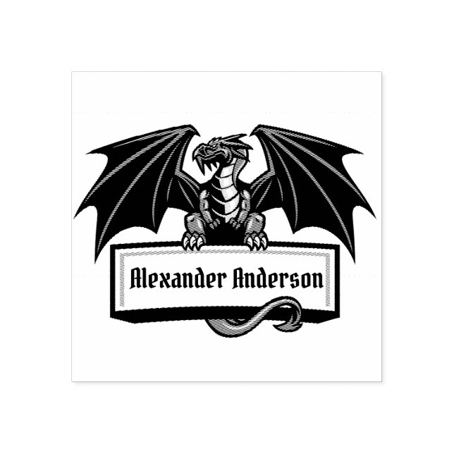 Dragon Name Plate Personalize Rubber Stamp (Imprint)