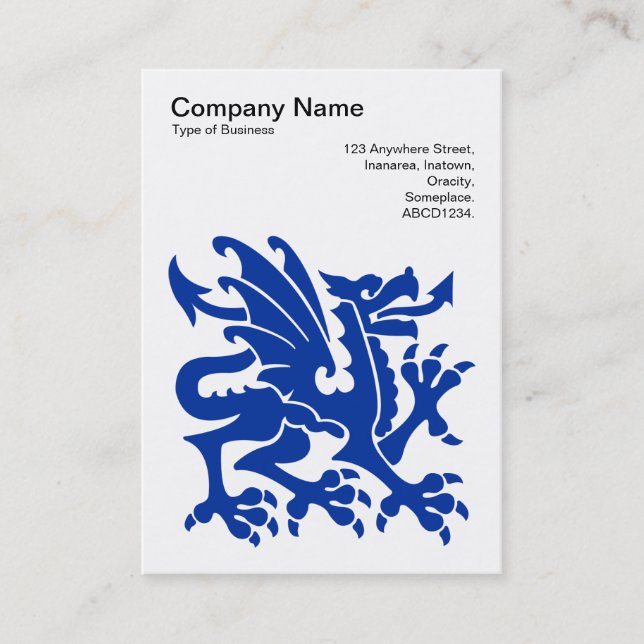 Dragon - Navy Blue on White Business Card (Front)