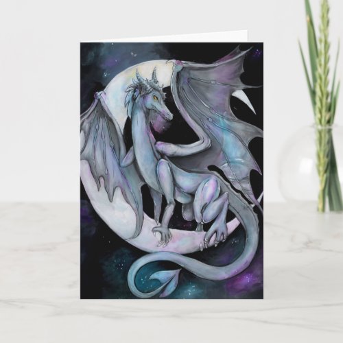 Dragon Night fantasy blank greeting card