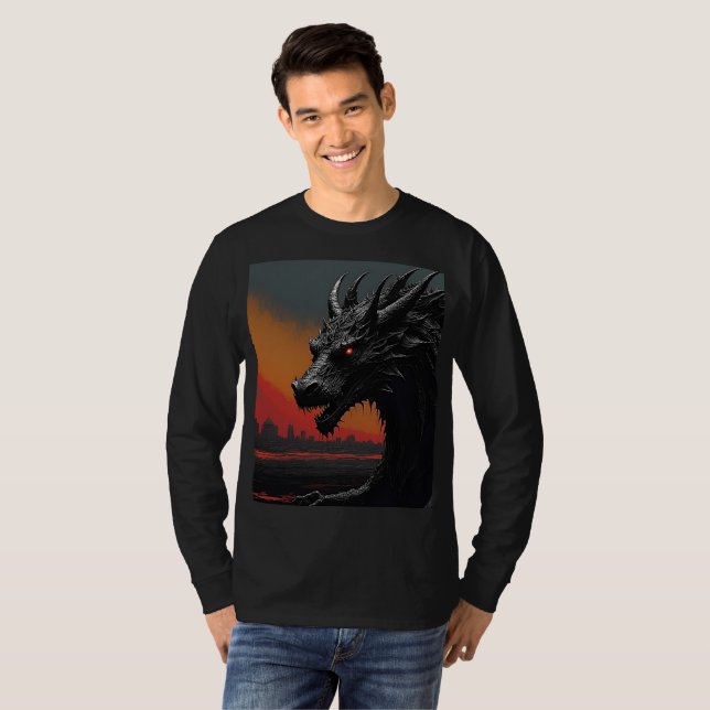 Dragon Noir: Exclusive Retro Art T-Shirt (Front Full)