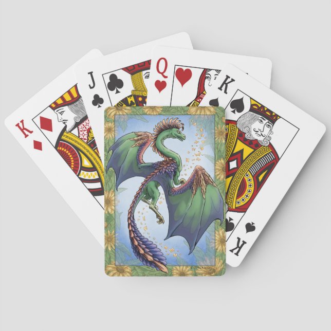 "Dragon of Summer" Flowers Fantasy Art Poker Cards (Back)