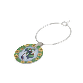 Dragon of Summer Nature Fantasy Art Wine Charm