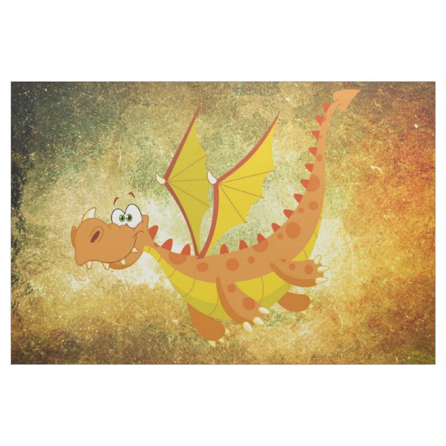 Dragon on an orange texture fabric (Yard)