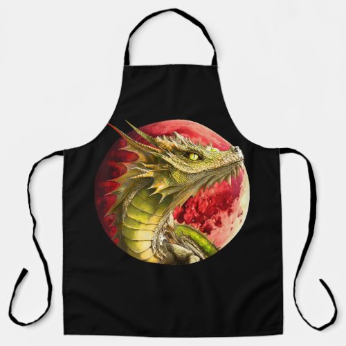 Dragon on Bloody Moon Apron