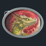 Dragon on Bloody Moon Belt Buckle<br><div class="desc">Powerful Dragon Portrait on Red Bloody Full Moon Digital Painting. Art Copyright BluedarkArt.</div>