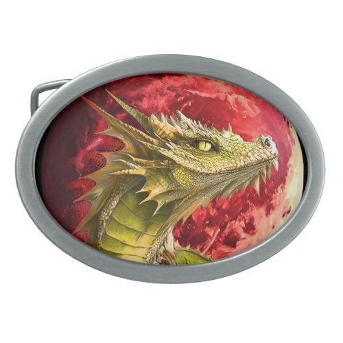 Dragon on Bloody Moon Belt Buckle