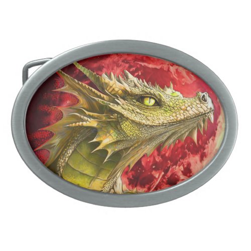 Dragon on Bloody Moon Belt Buckle