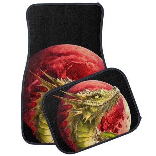 Dragon on Bloody Moon Car Floor Mat