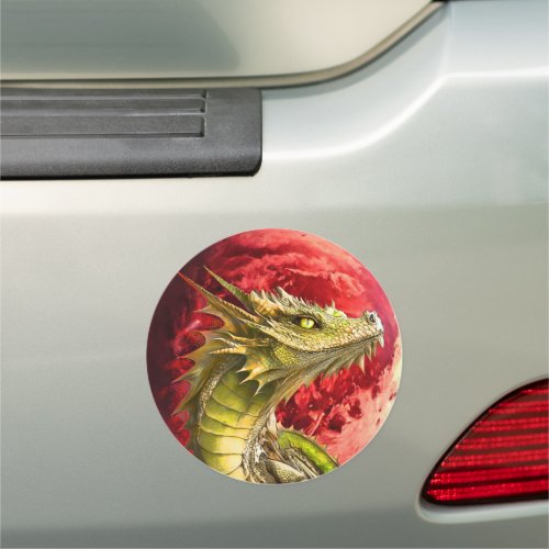 Dragon on Bloody Moon Car Magnet