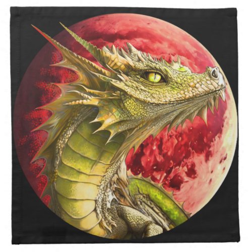 Dragon on Bloody Moon Cloth Napkin