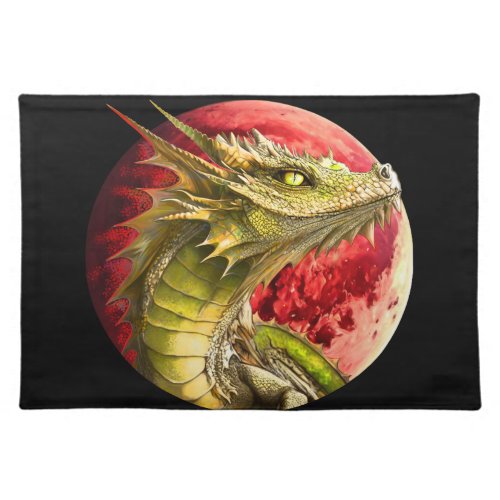 Dragon on Bloody Moon Cloth Placemat