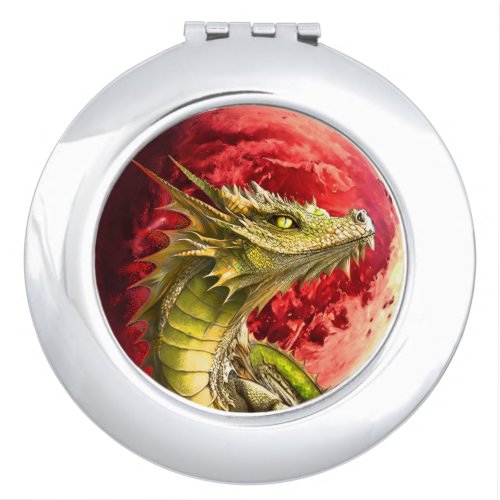 Dragon on Bloody Moon Compact Mirror