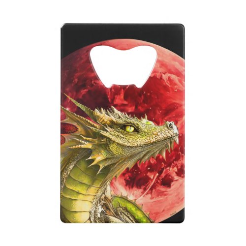 Dragon on Bloody Moon Credit Card Bottle Opener