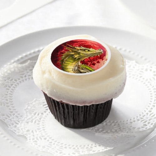 Dragon on Bloody Moon Edible Frosting Rounds