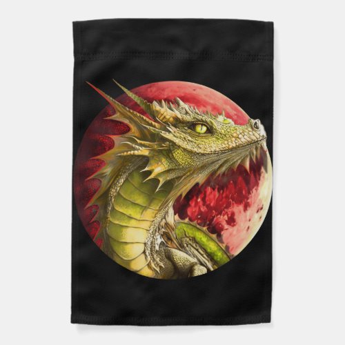 Dragon on Bloody Moon Garden Flag