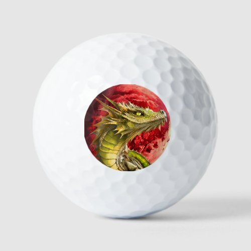Dragon on Bloody Moon Golf Balls
