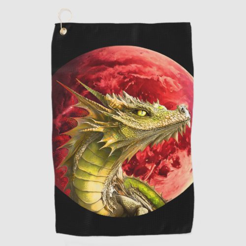 Dragon on Bloody Moon Golf Towel