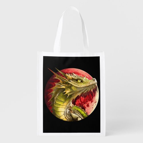 Dragon on Bloody Moon Grocery Bag