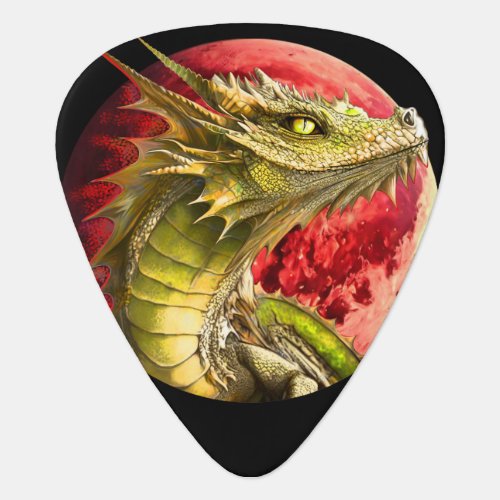 Dragon on Bloody Moon Guitar Pick