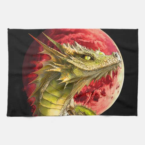 Dragon on Bloody Moon Kitchen Towel