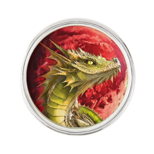 Dragon on Bloody Moon Lapel Pin