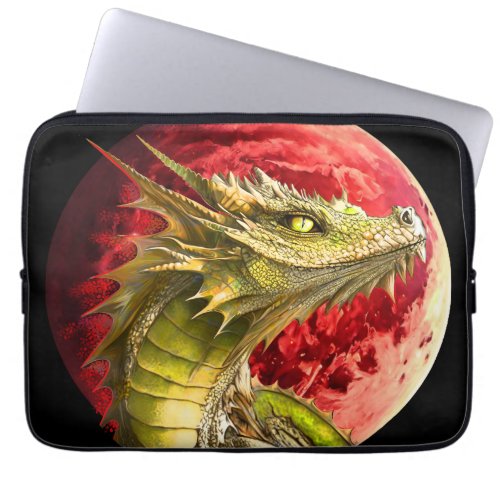 Dragon on Bloody Moon Laptop Sleeve