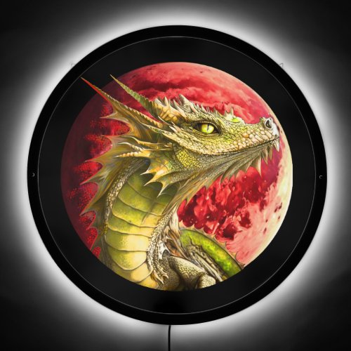 Dragon on Bloody Moon LED Sign