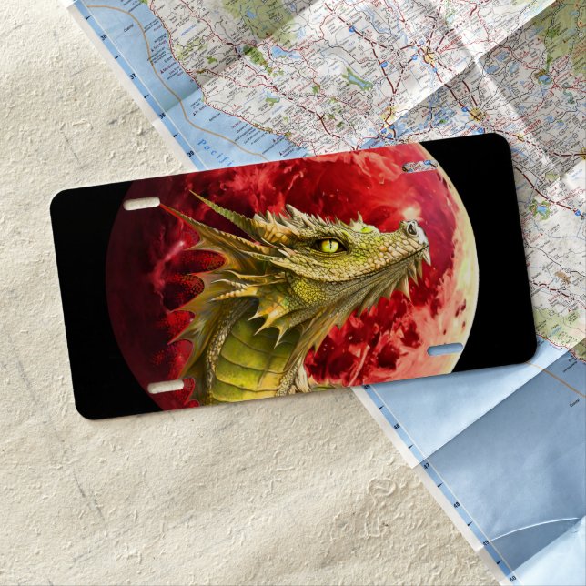 Dragon on Bloody Moon License Plate (In Situ)