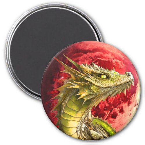 Dragon on Bloody Moon Magnet