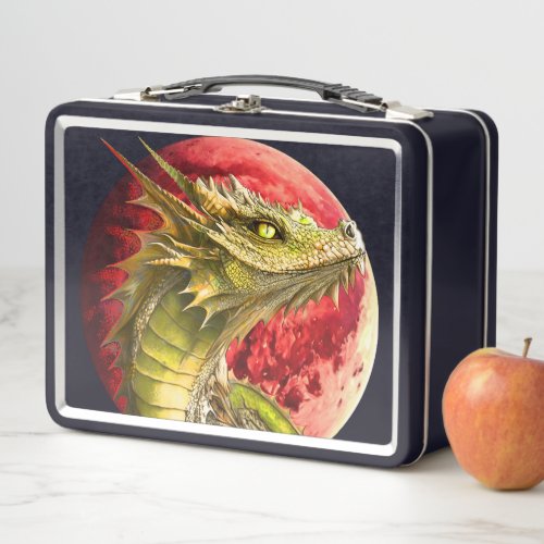 Dragon on Bloody Moon Metal Lunch Box